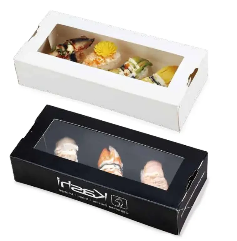 Paper Sushi Box with PLA Window, 9 Sizes