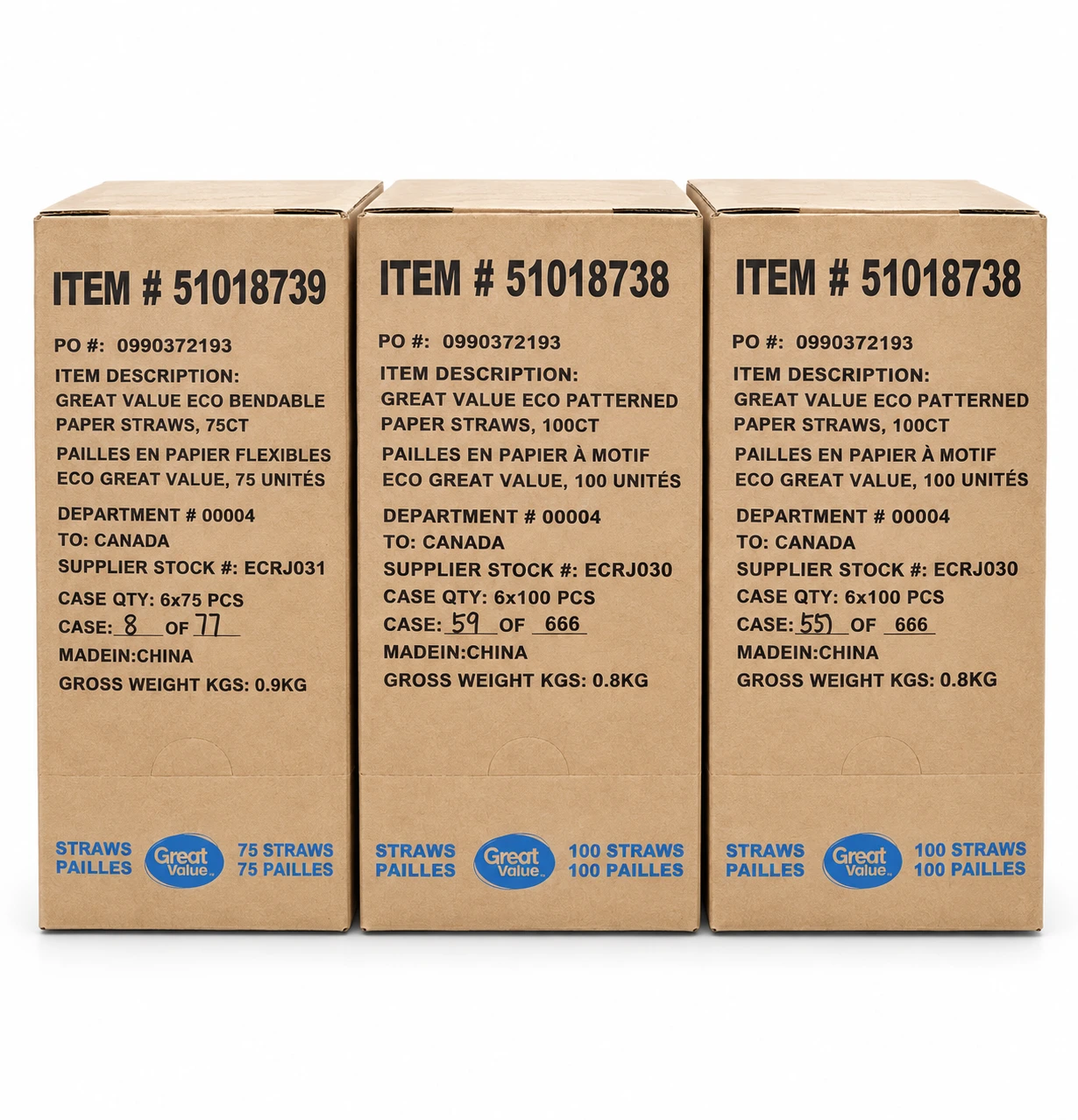 Walmart / Great Value paper-straw packing
