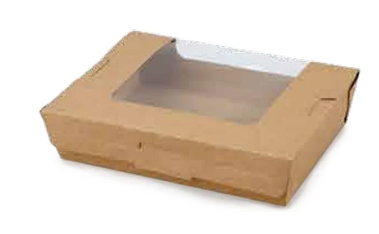 Kraft Salad Box with PLA Window, 4 Sizes