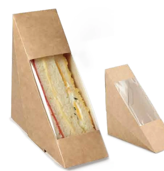 Kraft Sandwich Box with PLA Window, 4 Sizes
